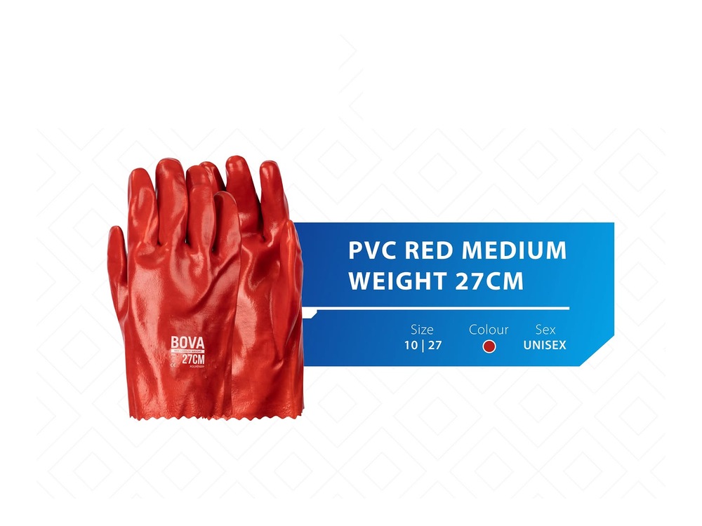 PVC RED MEDIUM WEIGHT 27CM GLOVES